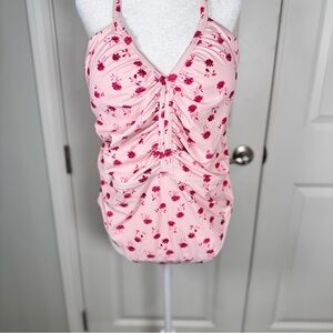 Shade & Shore Pink Floral Ruched One Piece Swimsuit bathing suit Plus Size 18